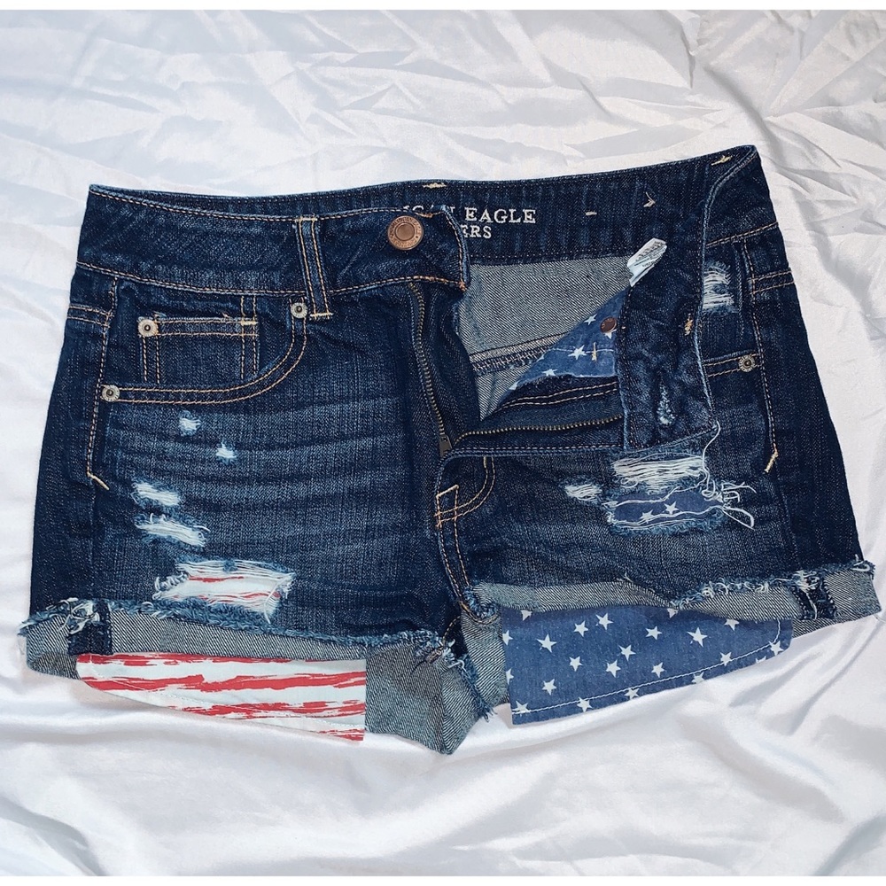 Distressed Patriotic Jean Shorts